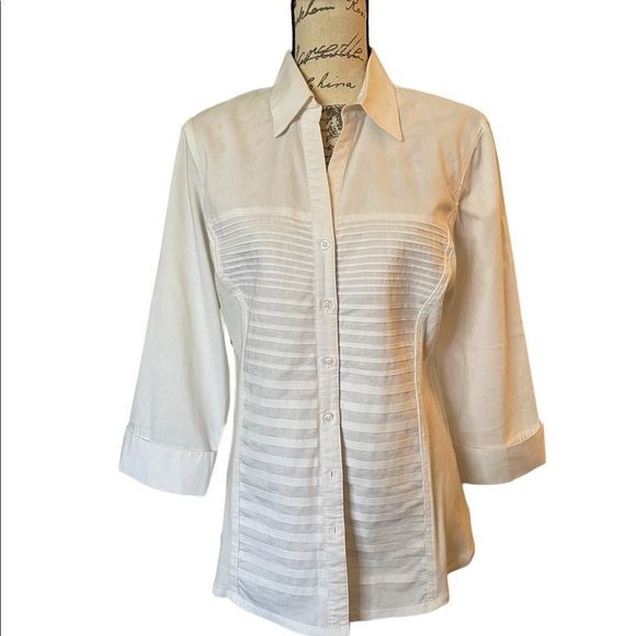 Sharagano white button down top size XL